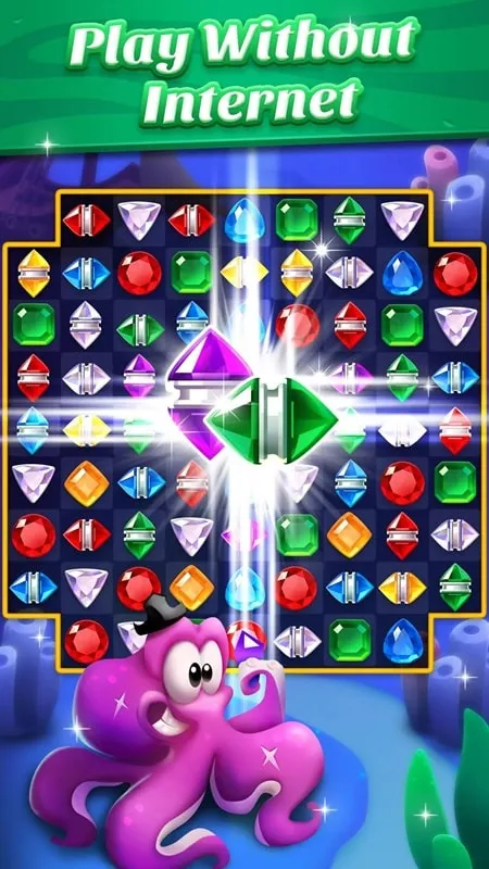 Gameplay screenshot of Jewel Pirate Match 3 showcasing the use of special items.