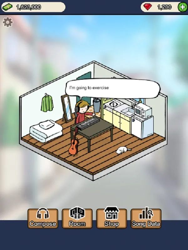 Gameplay screenshot of Musician Tycoon showcasing the song creation interface.