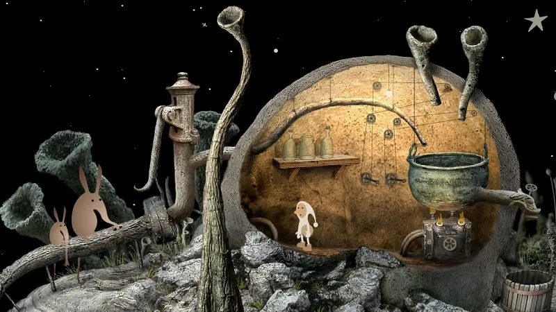 Gameplay screenshot of Samorost 2 showcasing the unique art style.