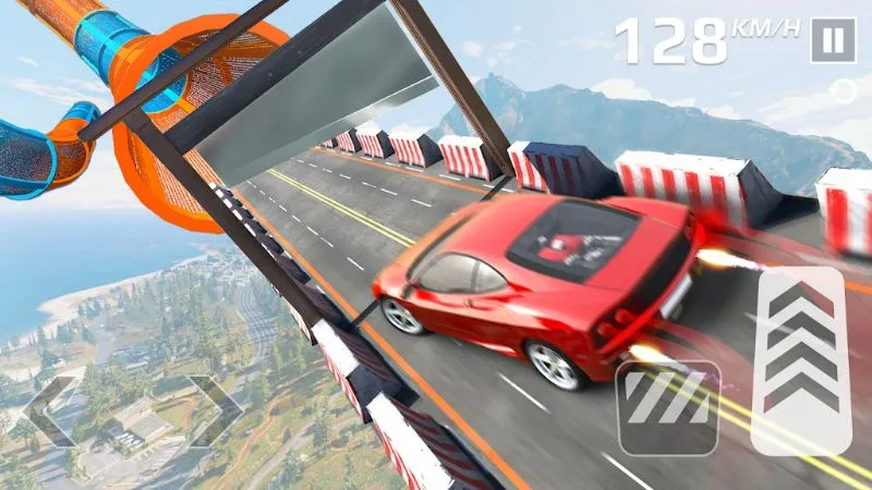 Gameplay screenshot showcasing a challenging stunt track.