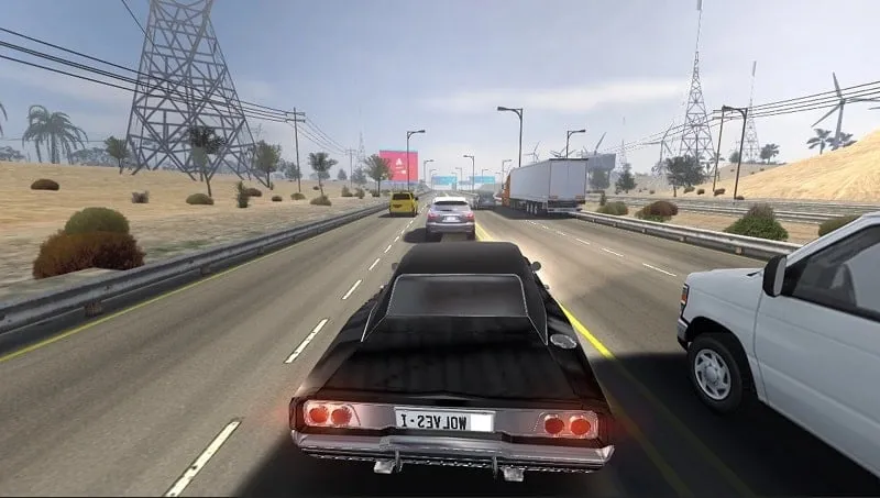 Gameplay screenshot showcasing high-speed racing in Traffic Tour Classic