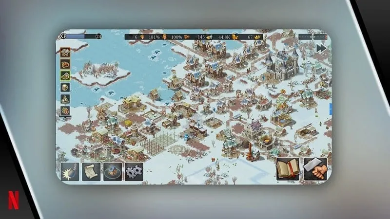 Tangkapan layar gameplay yang menampilkan menu bangunan di Townsmen A Kingdom Rebuilt.