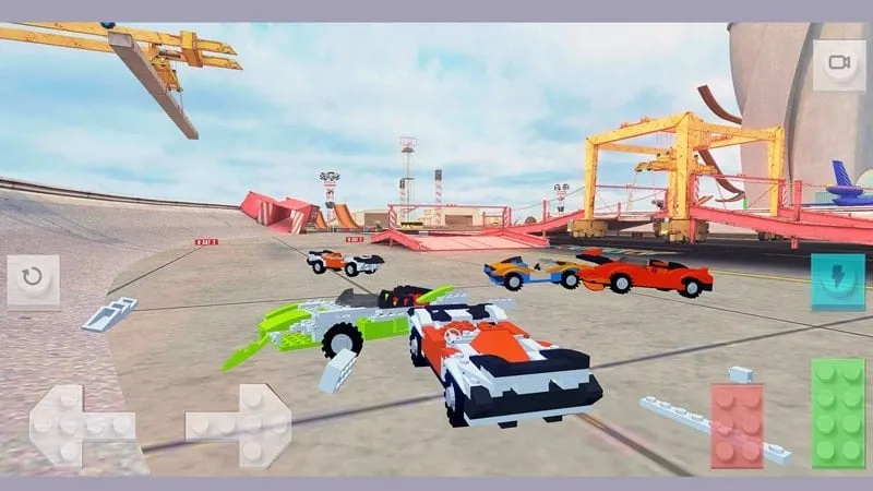 Gameplay screenshot showcasing the challenging races in Block Toy Wars Racing 2.