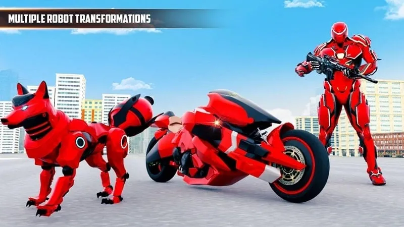 Gameplay screenshot showcasing the diverse environments in Fox Robot Transform Bike Game.