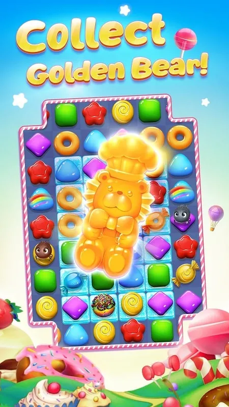 Gameplay screenshot showcasing the unlimited energy feature in Candy Charming Mod APK.