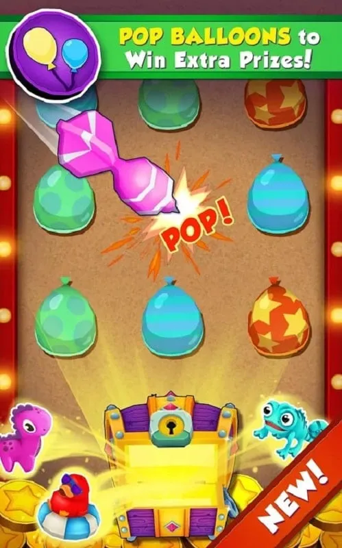 Gameplay screenshot showcasing the use of boosters in Coin Dozer.