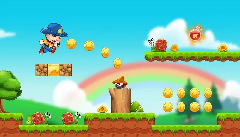 Gameplay screenshot showcasing the use of the added coins from the mod in Super Bino 2.