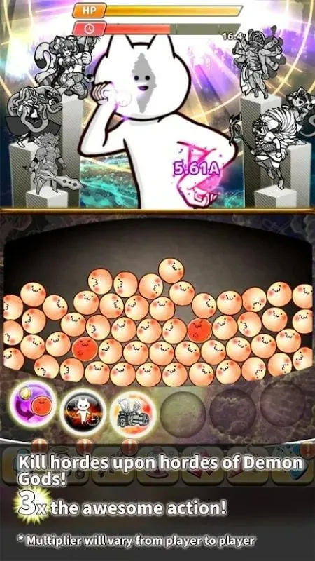 Gameplay screenshot showcasing the variety of Tama orbs.