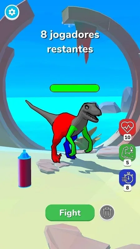 Gameplay screenshot showcasing the vibrant dinosaur battles in Dino Fight.