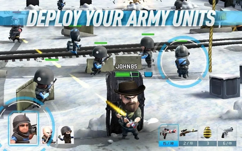 Gameplay screenshot showcasing unlimited ammo in WarFriends.