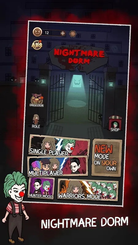 Gameplay screenshot showcasing unlimited resources in Nightmare Dorm.