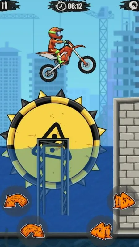 Gameplay screenshot showcasing various obstacles and terrain in Moto X3M Bike Race Game.