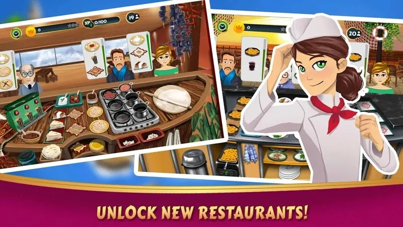 Gameplay screenshot showing the diverse range of dishes available in Kebab World.