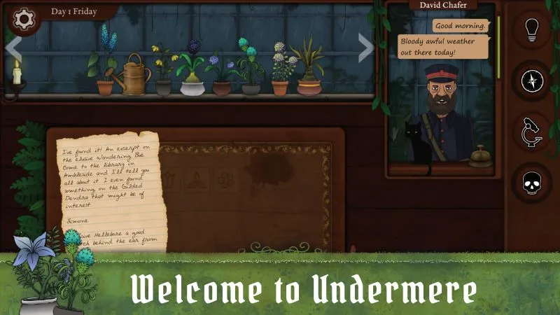 Gameplay screenshot showing the plant identification interface in Strange Horticulture.