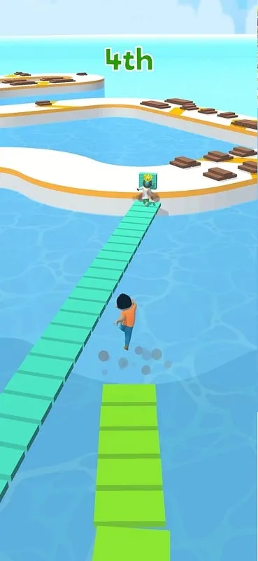 Gameplay screenshot showing the use of planks to create shortcuts.