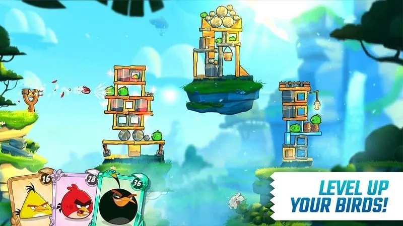 Gameplay screenshot showing unlimited resources in Angry Birds 2.