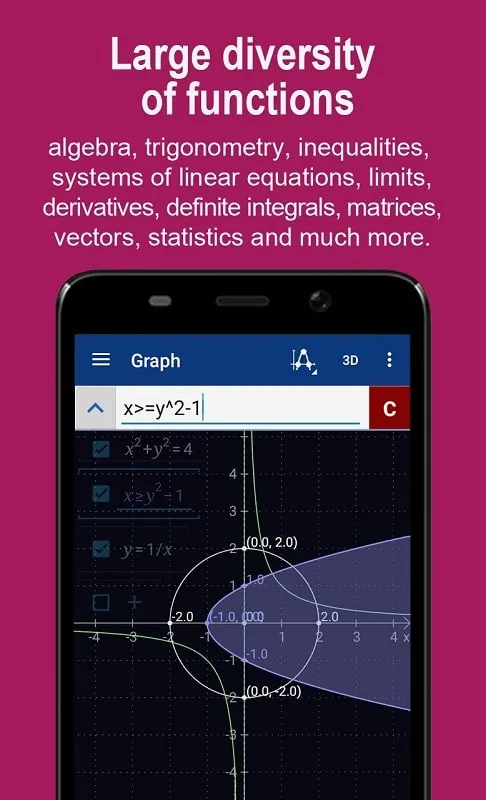 Graphing Calculator Math PRO mod interface showing premium features