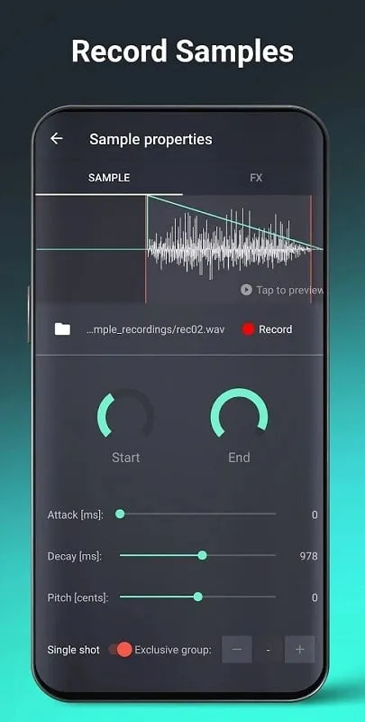 Groovebox mod interface for recording music