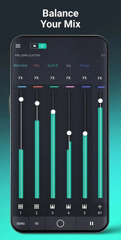 Groovebox mod showing various sound parameters