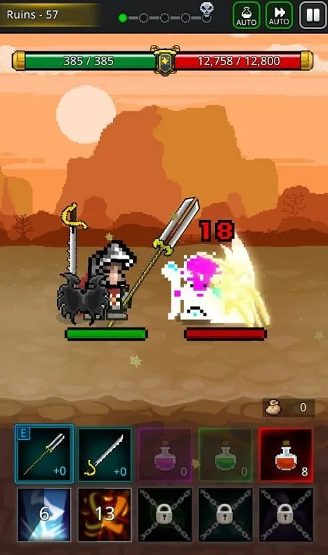 Grow SwordMaster gameplay showing character customization.