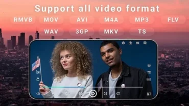 HD Video Player All Formats mod interface showing premium features