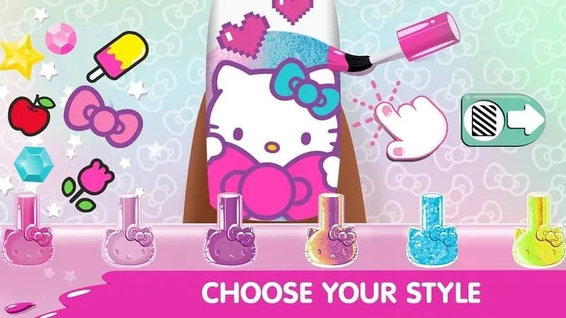 Hello Kitty in a nail salon scene.