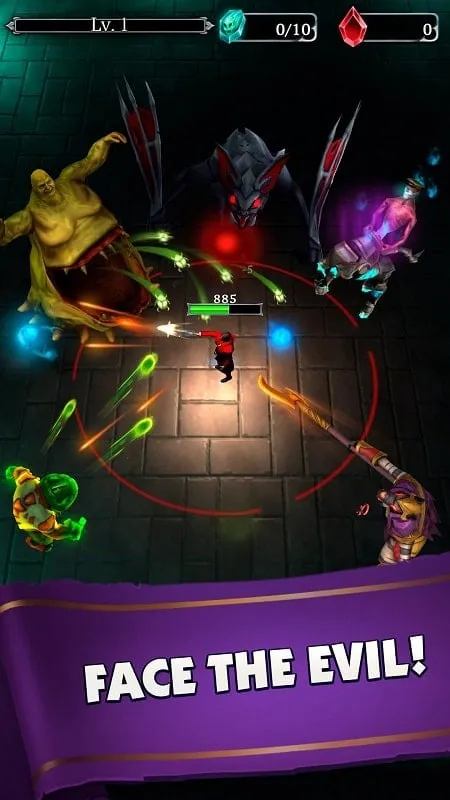 Hero battling a boss in a dungeon setting.