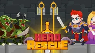 Hero in a perilous situation within the game Hero Rescue.