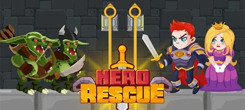 Hero in a perilous situation within the game Hero Rescue.