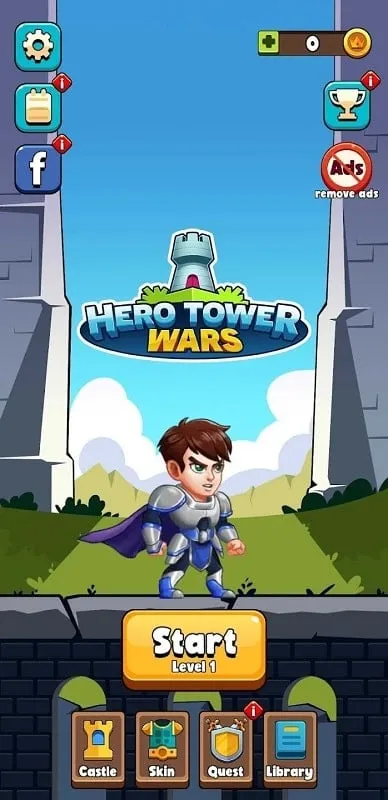 Hero navigating a tower level in Hero Tower Wars.