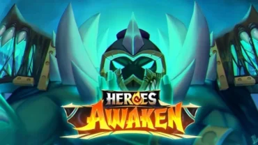 Heroes Awaken main screen showcasing the vibrant graphics and hero selection.