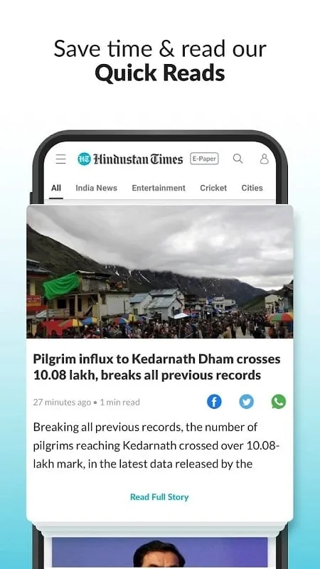 Hindustan Times mod apk interface