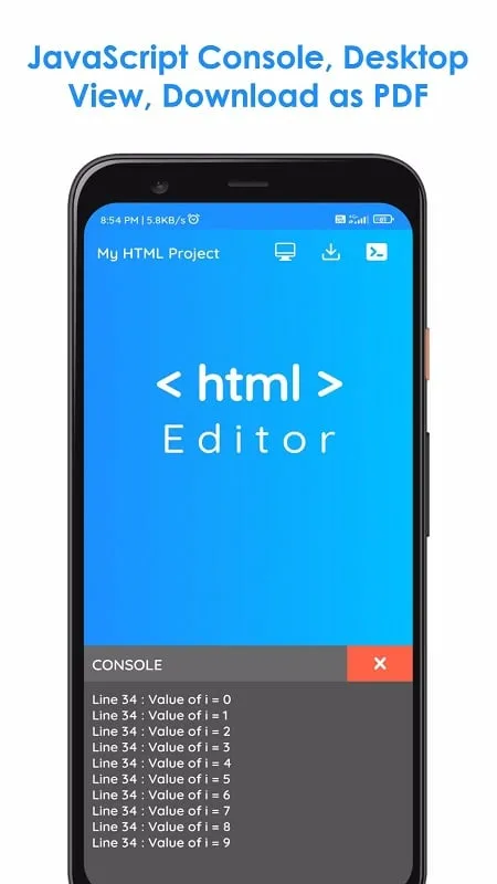 HTML Editor settings menu highlighting the option to clear app cache