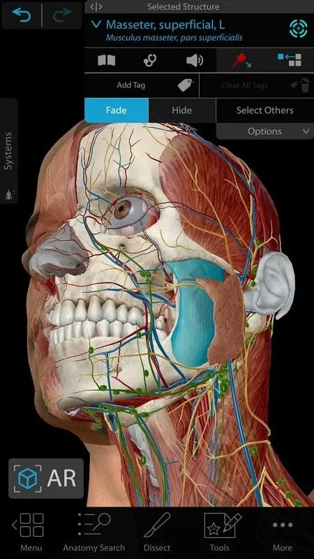 Giao diện Human Anatomy Atlas 2021 mod hiển thị các tính năng premium