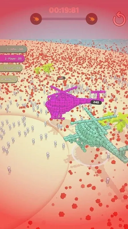 Human Army gameplay demonstrating a player facing off against a formidable opponent.