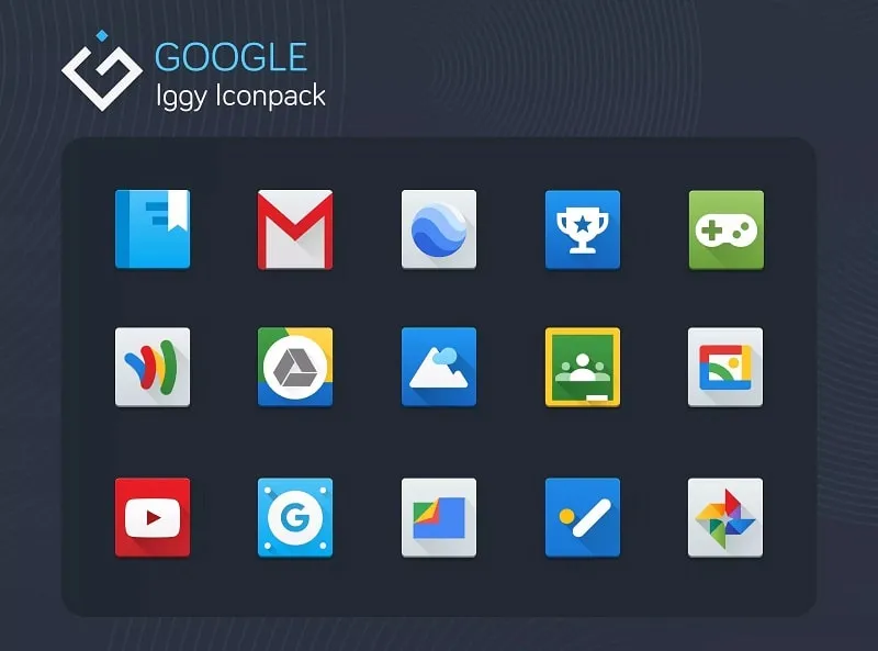 Interface do mod Iggy Icon Pack mostrando recursos premium