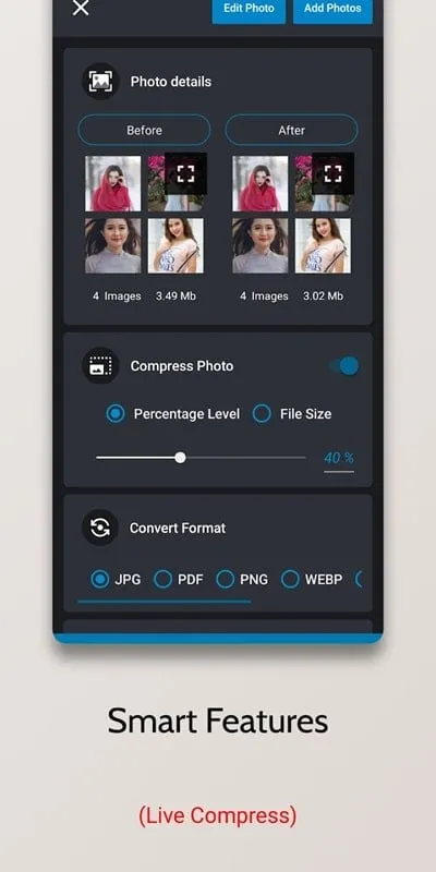 Tampilan antarmuka Image Converter Pro MOD dengan fitur premium