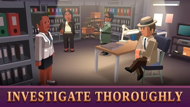 Image depicting a courtroom scene with lawyers, a judge, and a jury, showcasing the core gameplay of Law Empire Tycoon.