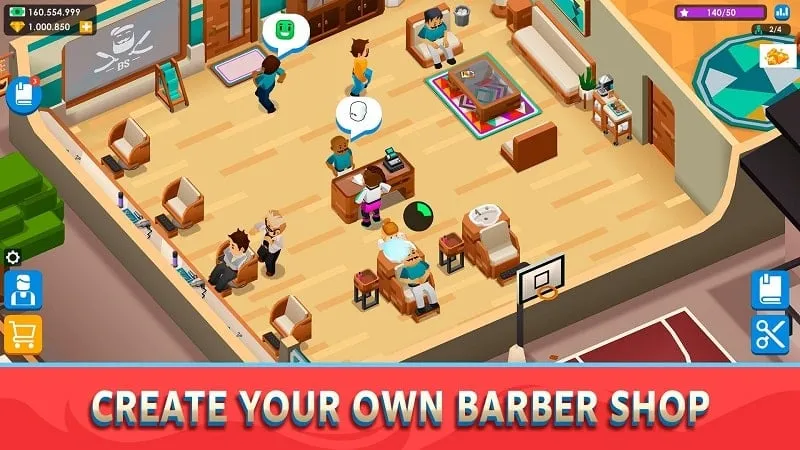 Image showcasing the in-game currency and shop interface in Idle Barber Shop Tycoon.