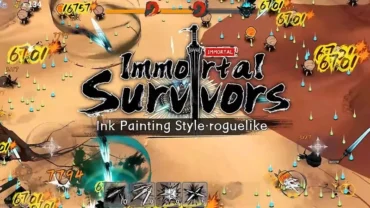 Immortal Survivors game screen depicting the character surrounded by enemies.