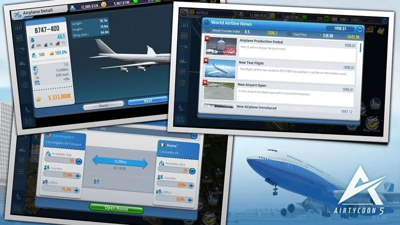 In-game metrics and indicators in AirTycoon 5.