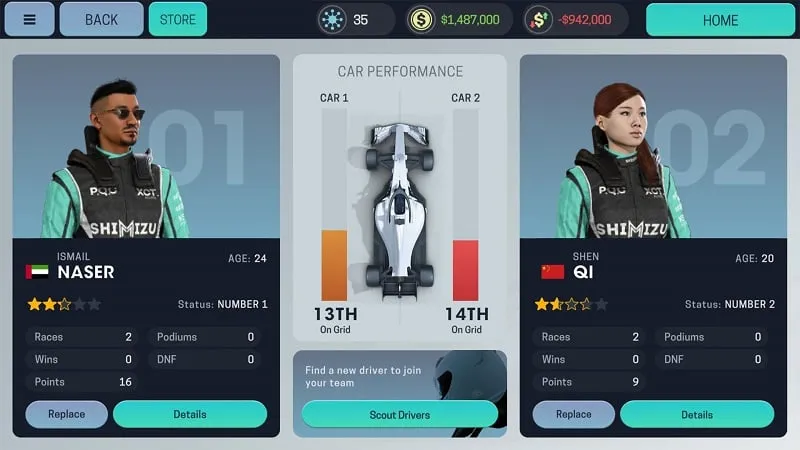 Captura de pantalla del juego que representa un escenario de carrera en Motorsport Manager Mobile 3.