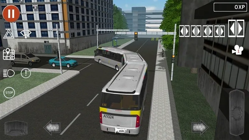 In-game screenshot displaying the bus selection menu with various unlocked options.