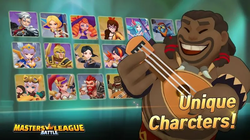 In-game screenshot displaying the hero selection screen in Masters Moba League.