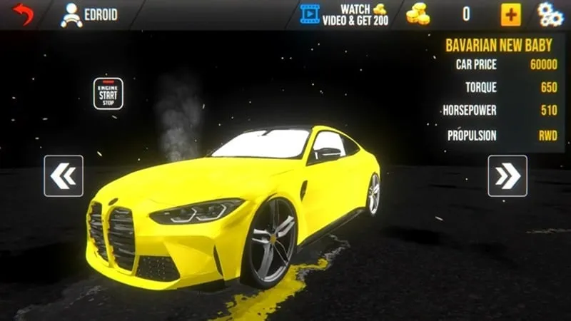 In-game screenshot of Car Driving Simulator 2024 demonstrating various car models and customization options available with unlimited money.