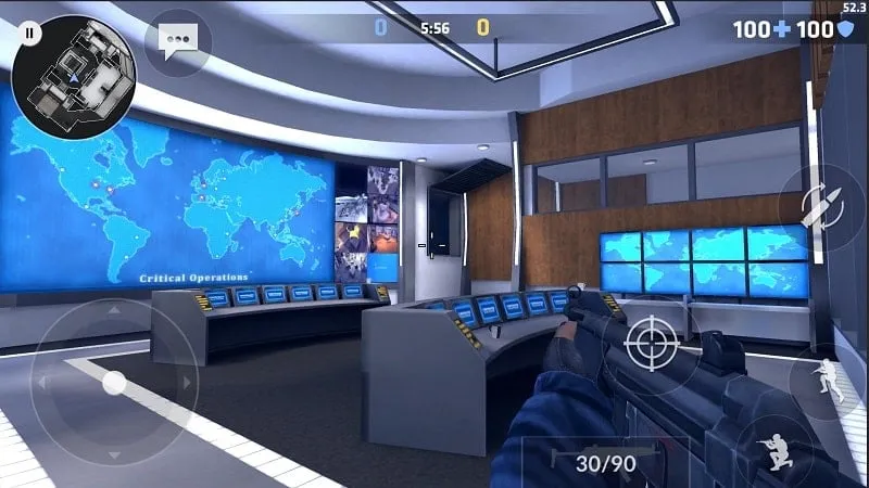 In-game screenshot of Critical Ops displaying the unlimited ammo feature.