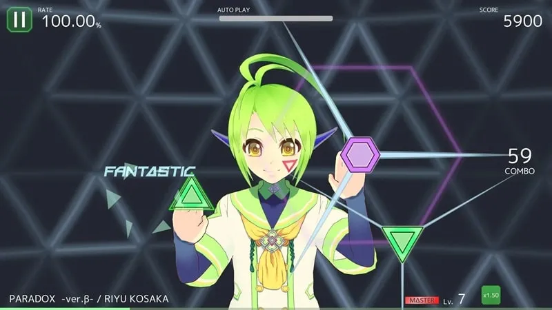 In-game screenshot of DeltaBeats showcasing the song selection menu with all songs unlocked.