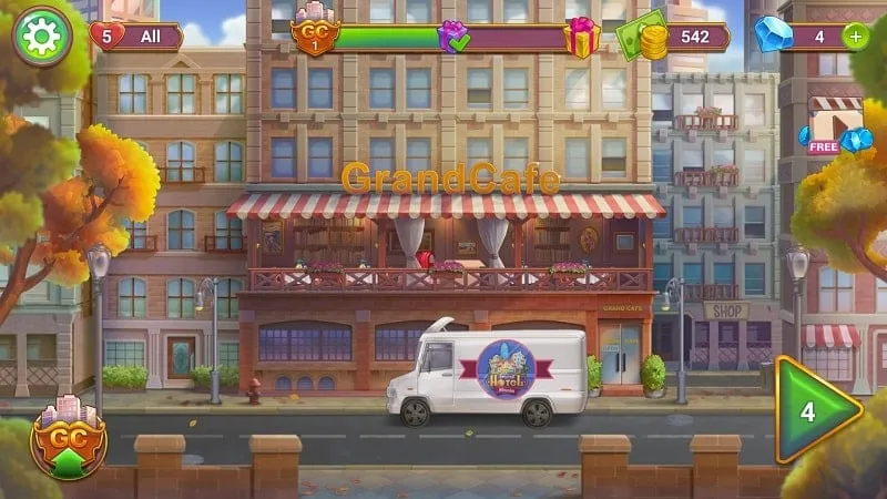 In-game screenshot of Grand Cafe Mania showing various decorative items.