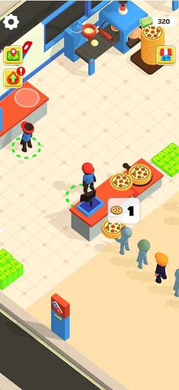 In-game screenshot of Pizza Ready illustrating the restaurant expansion feature.