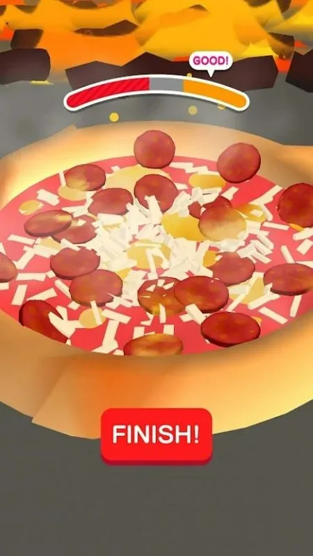 In-game screenshot of Pizzaiolo! displaying the successful completion of a pizza order.